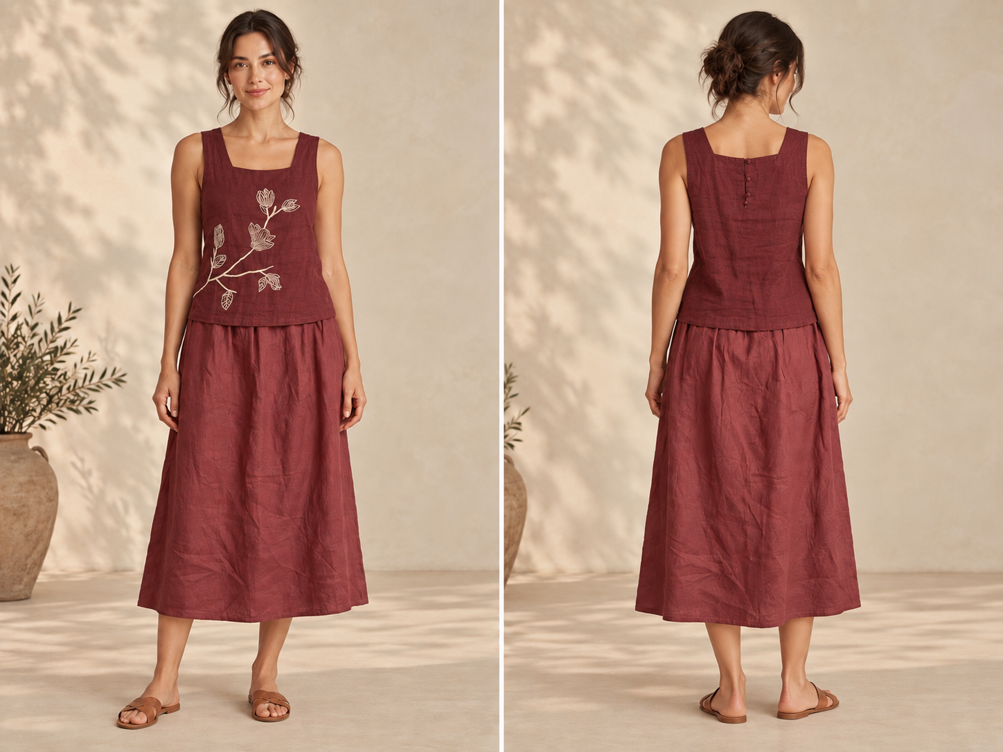 Dusty Rose Botanical Linen Set