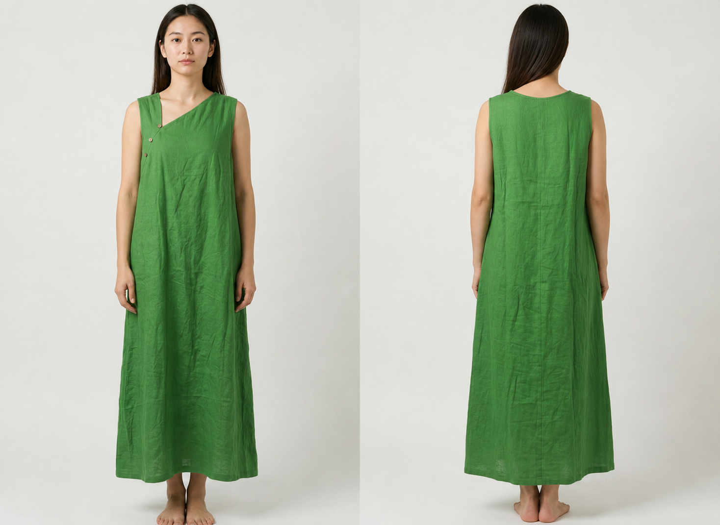 Meadow Button Linen Maxi Dress