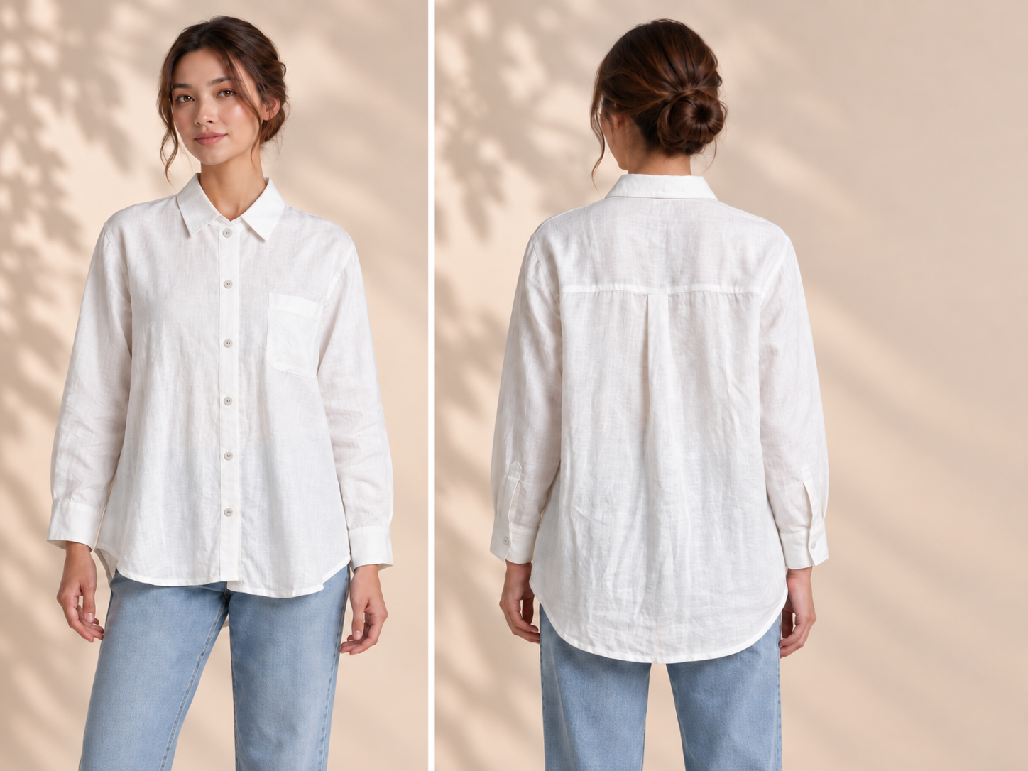 Classic White Linen Button-Up Shirt
