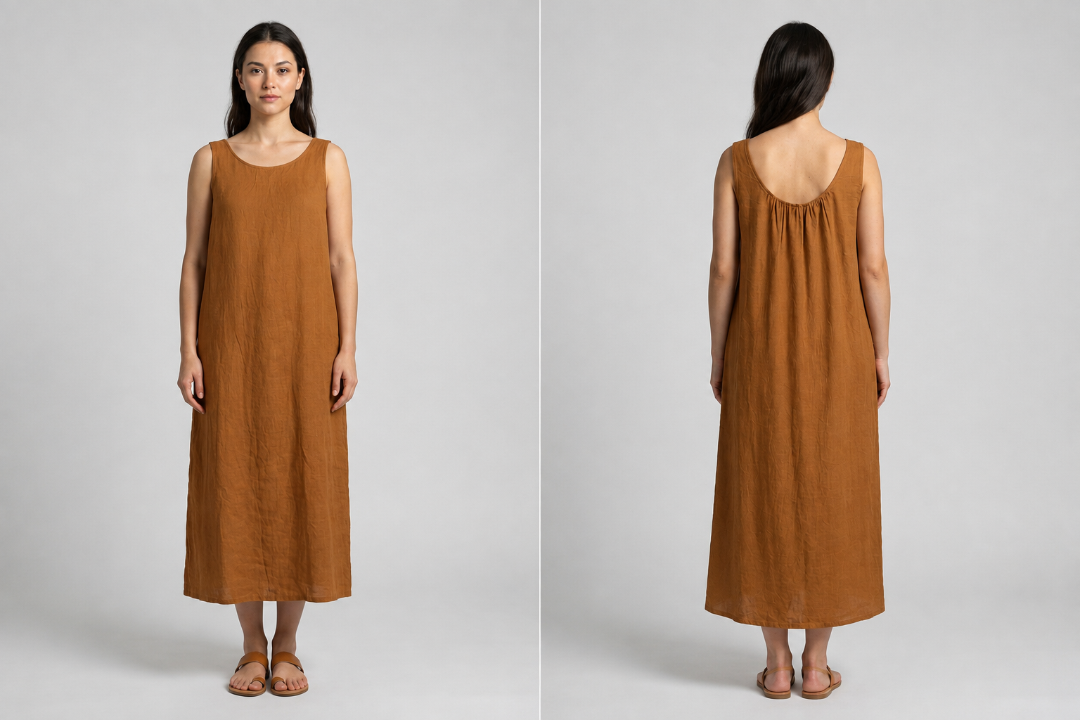 Cinnamon Ease Linen Midi Dress