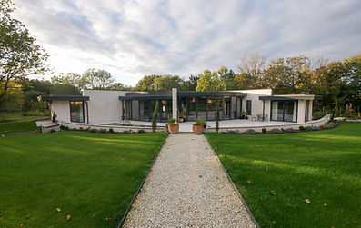 Front elevation of a luxury grand design style home