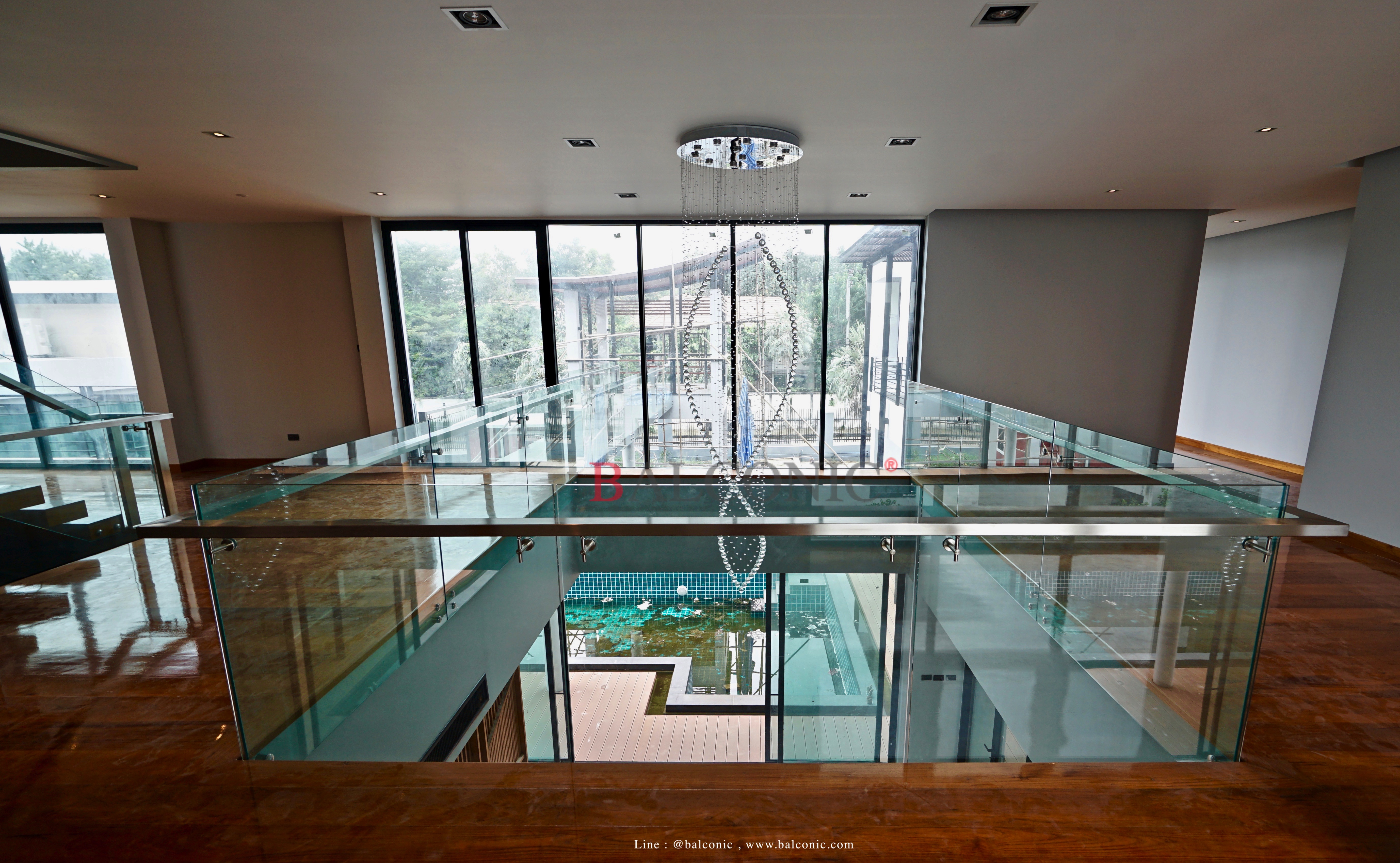 BALCONY stair railing glass design