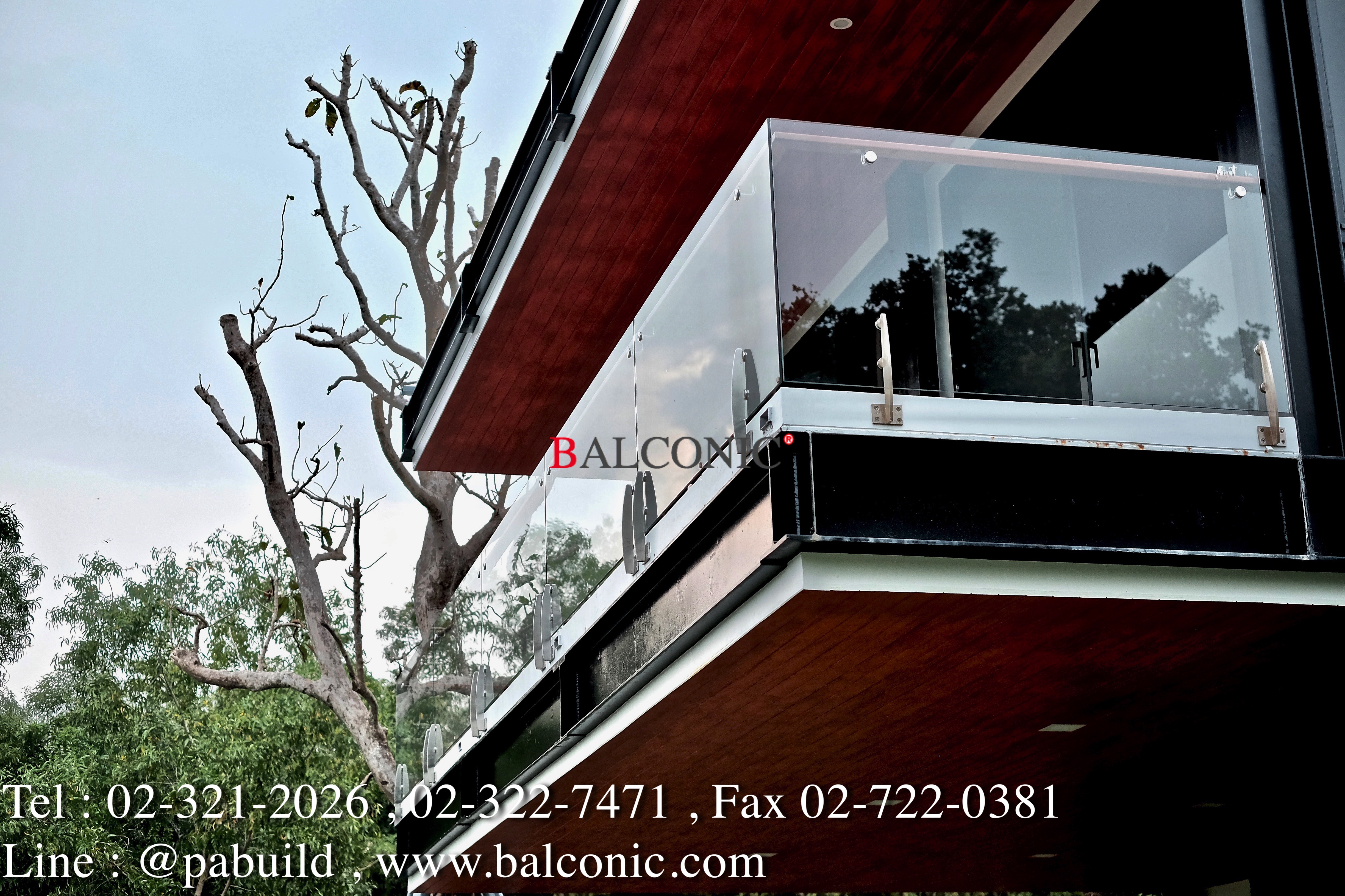 ราวระเบียง ระเบียงกระจก ราวกันตก สแตนเลส 304 Temper Glass