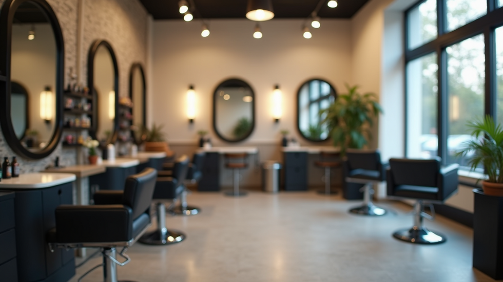Close-up view of a modern hair salon interior