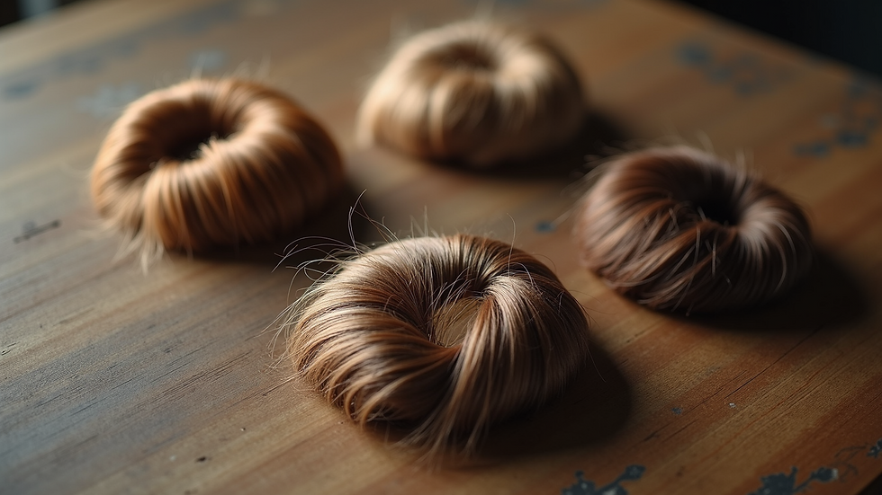 High angle view of a selection of affordable hair toppers