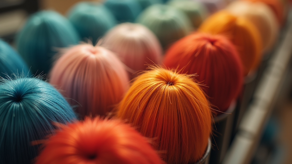 High angle view of hair toppers showcasing color variety
