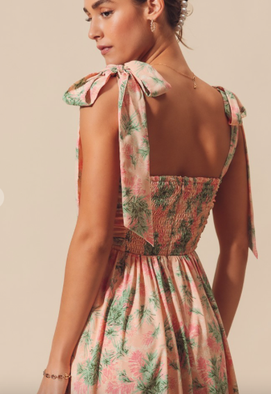 Thumbnail: FLOWY FLORAL FEMININE DRESS WITH RIBBON STRAP
