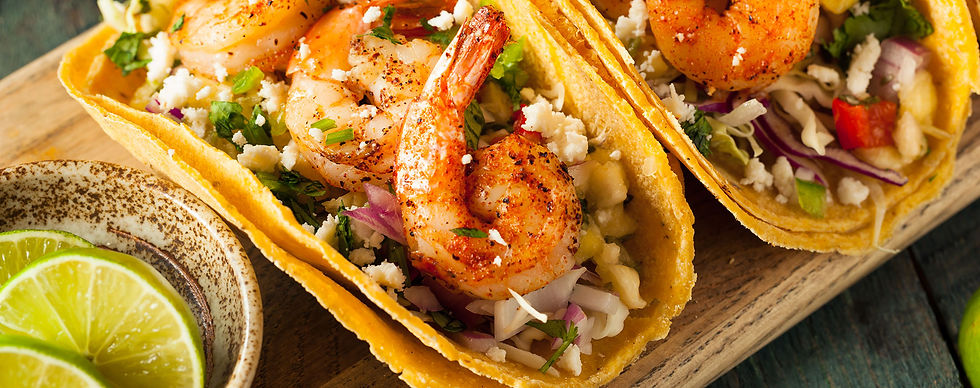 Thumbnail: Shrimp Tacos garnished with Cilantro Microgreens