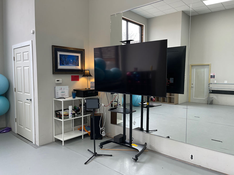 72" screen TVs for online capabilities in all studios
