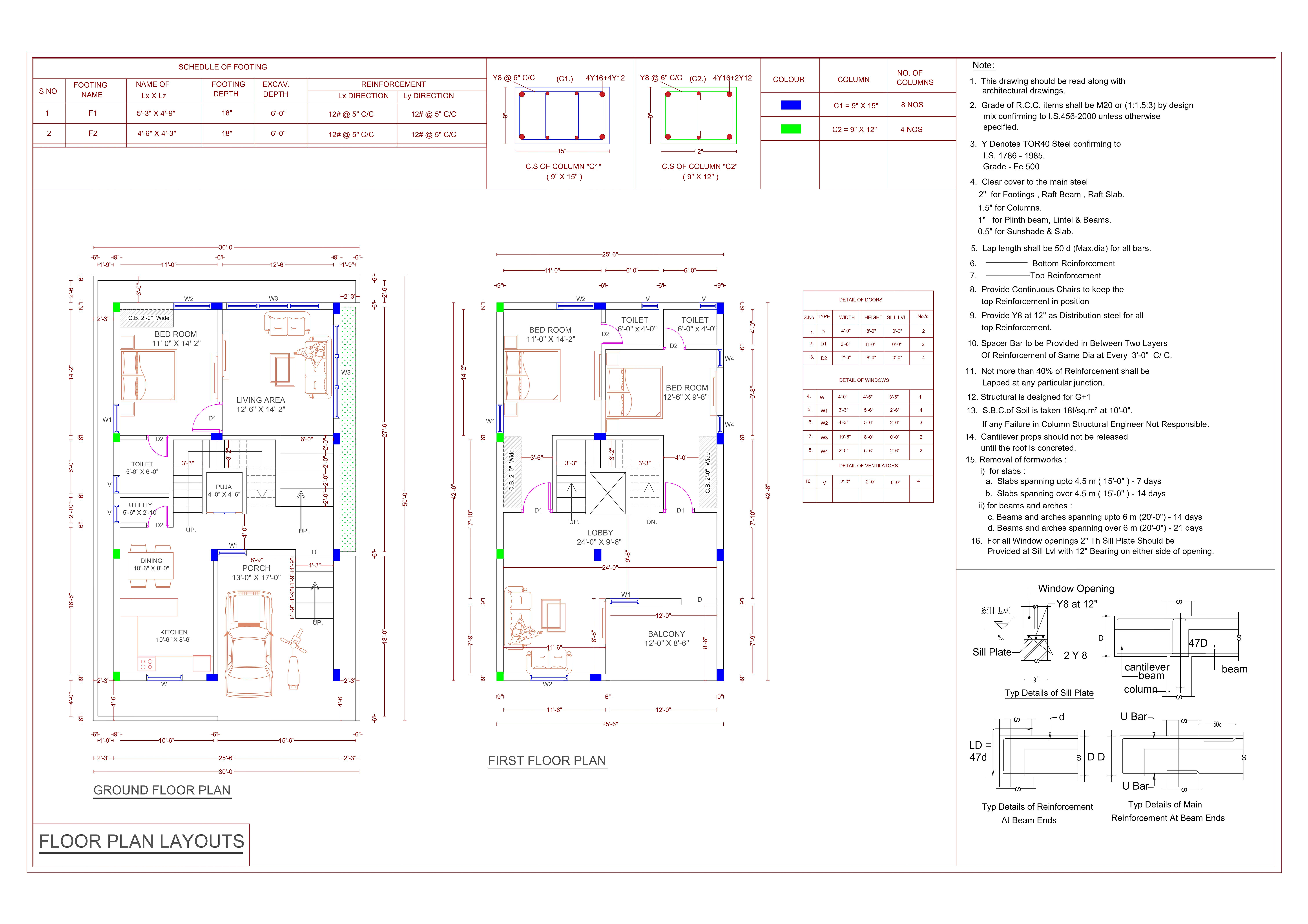 30'-0" X 50'-0" Structural Drawings