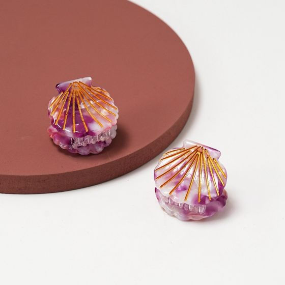 Mini Shell Hair Claw Clips - Pink & Purple