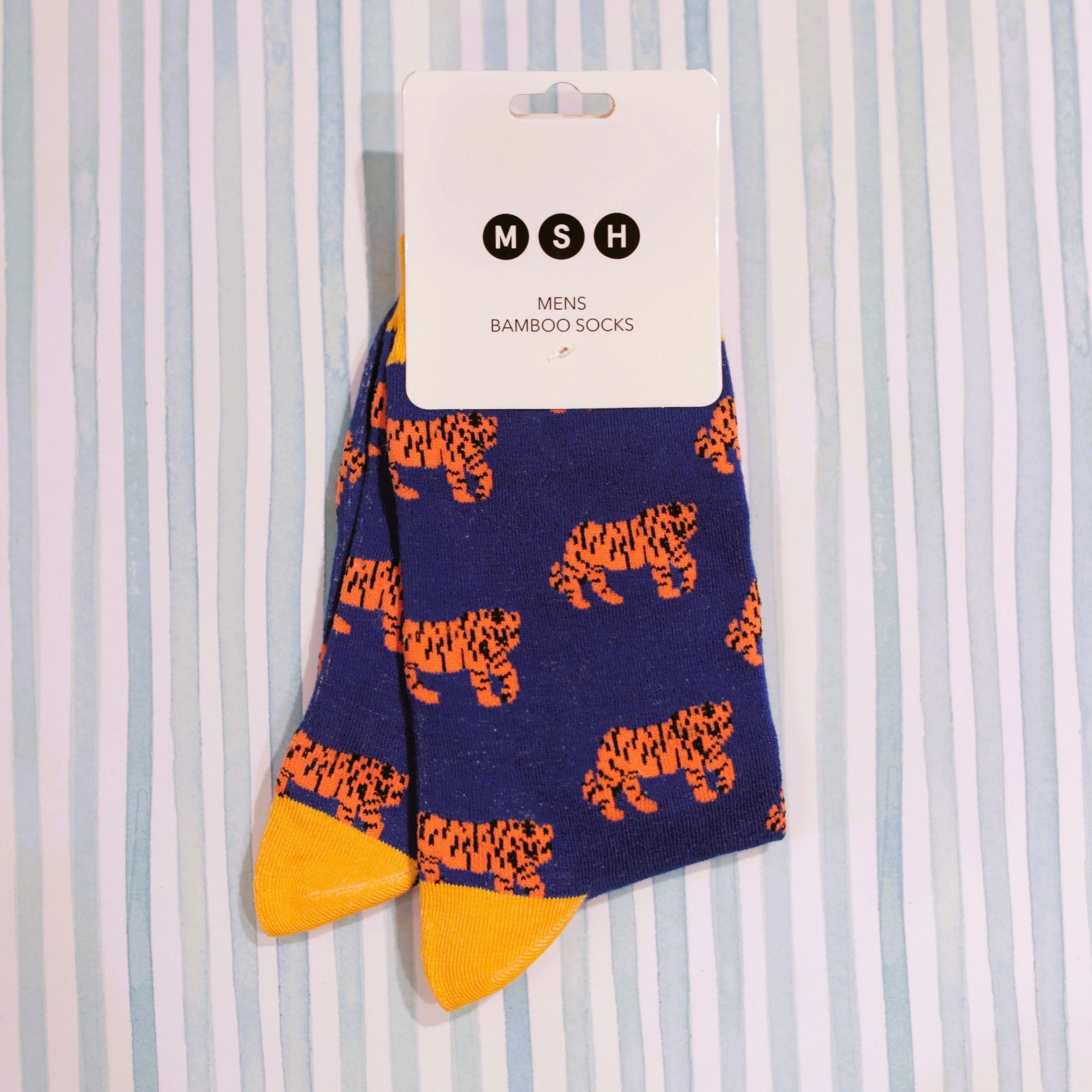Men's Bamboo Socks - Tigers (Navy)