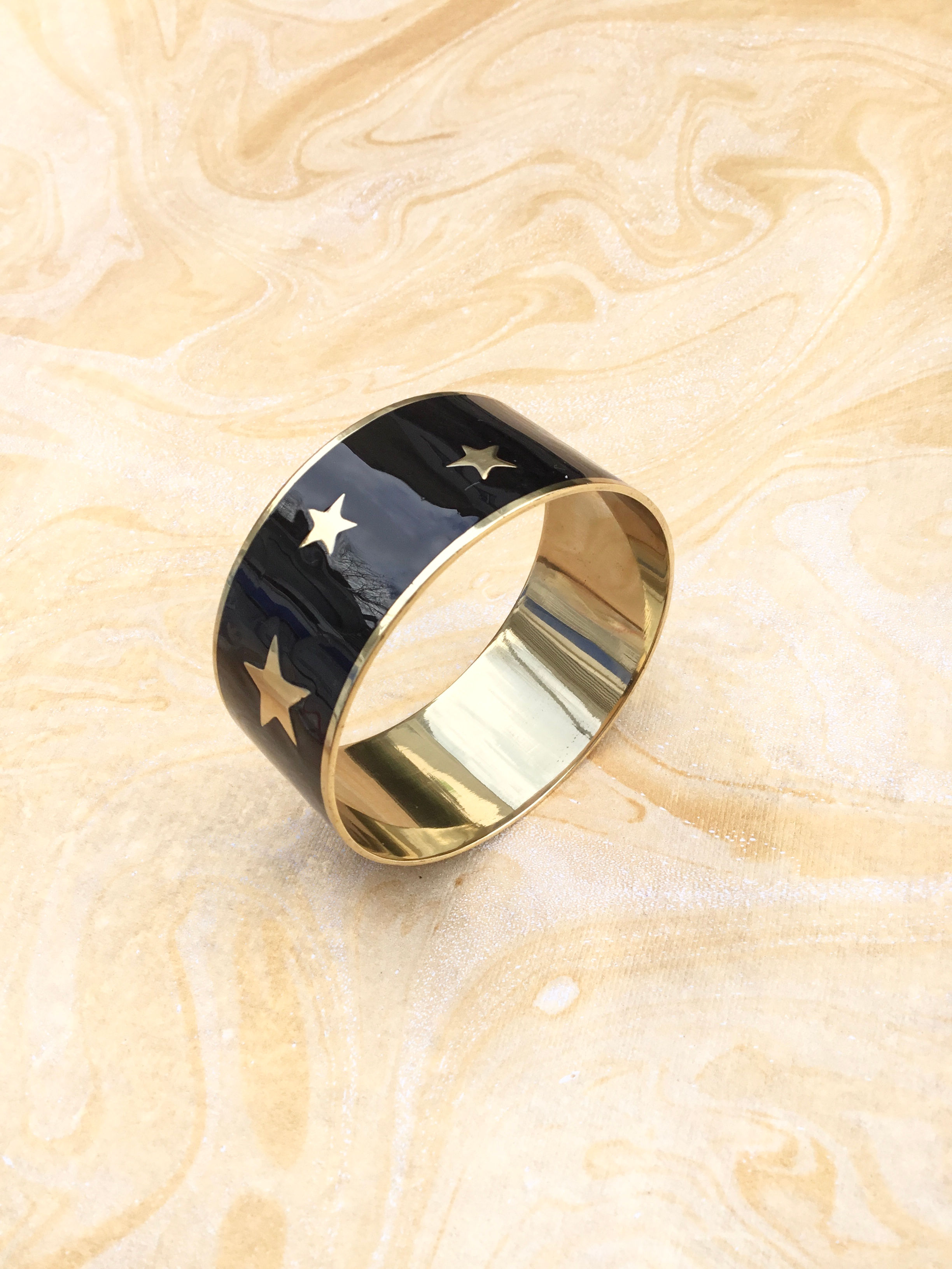 Black Enamel Multi Star Bangle