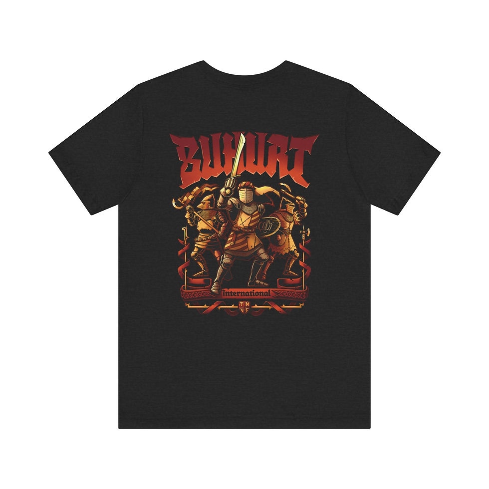 Thumbnail: Buhurt International Unisex Tee, Graphic Tee -BACK-gold