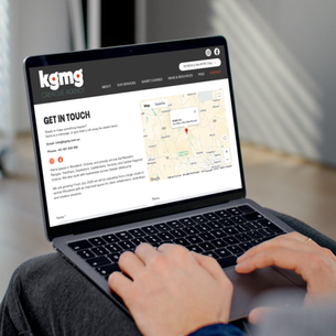 a mockup of KGMG Creatives contact page