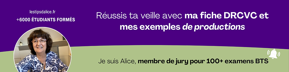 Réussis ta veille avec la fiche DRCVC et les exemples de productions d'Alice, membre du jury