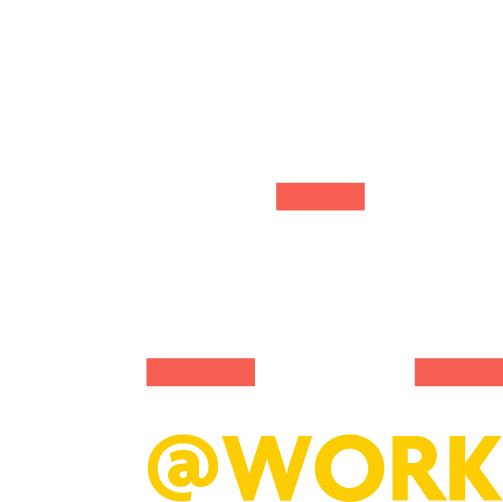 WE CARE WORK text logo on a black background, with white letters.