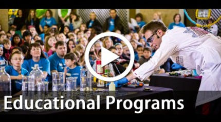 school assembly with the dancing scientist