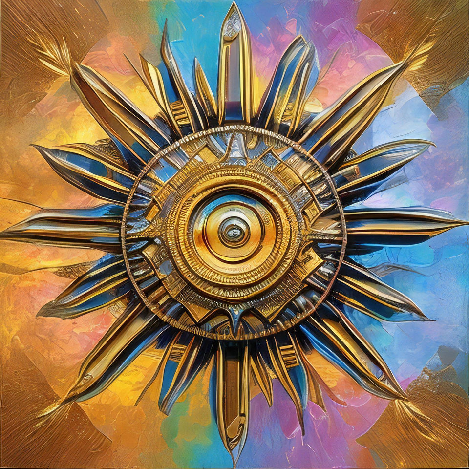 SUN ART ROUND shape visual abstract art RIKXECOM Contemporary Abstract Artwork is now offered for Purchase $12,217.00 being sold by RichaR GobouT the Artist