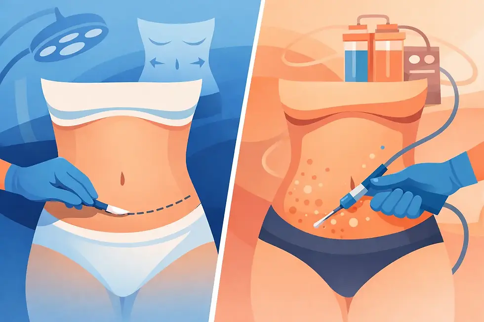 Abdominoplastia versus liposucción en abdomen