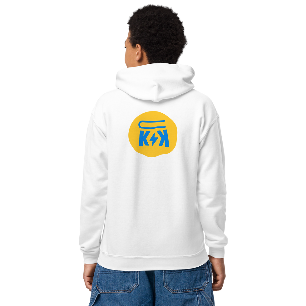 Thumbnail: Youth Heavy Blend Hoodie Blue & Yellow CKK Lake & Lightning Logo
