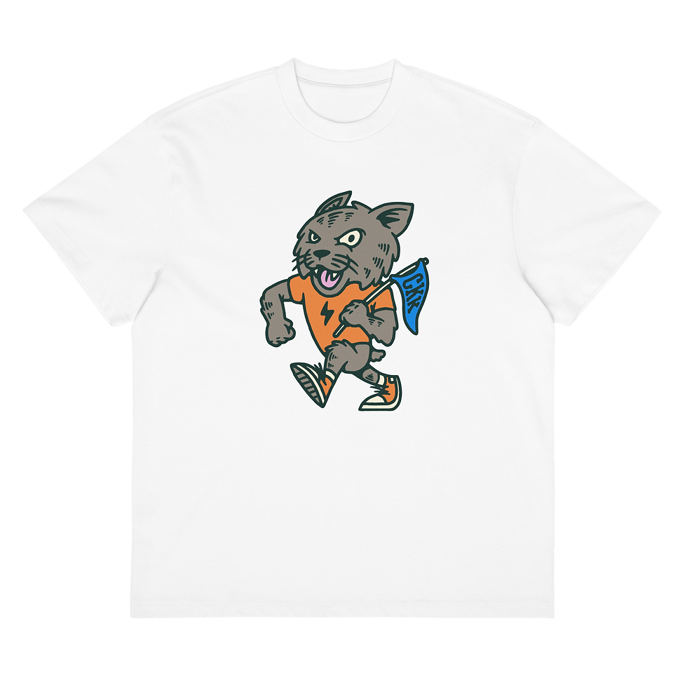 Thumbnail: Bolt the Bobcat Men’s Box Tee with Blue CKK Logo on Back