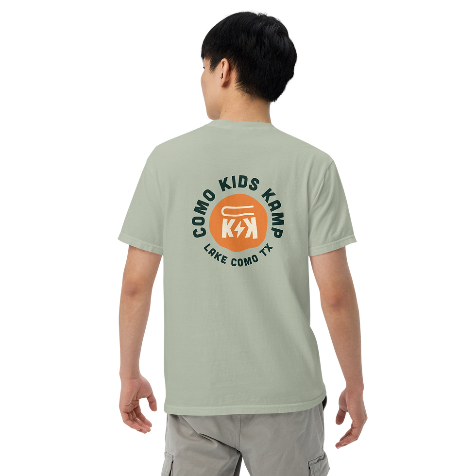 Thumbnail: Unisex Garment-dyed Heavyweight T-Shirt with Orange and Green CKK Lake Como Logo