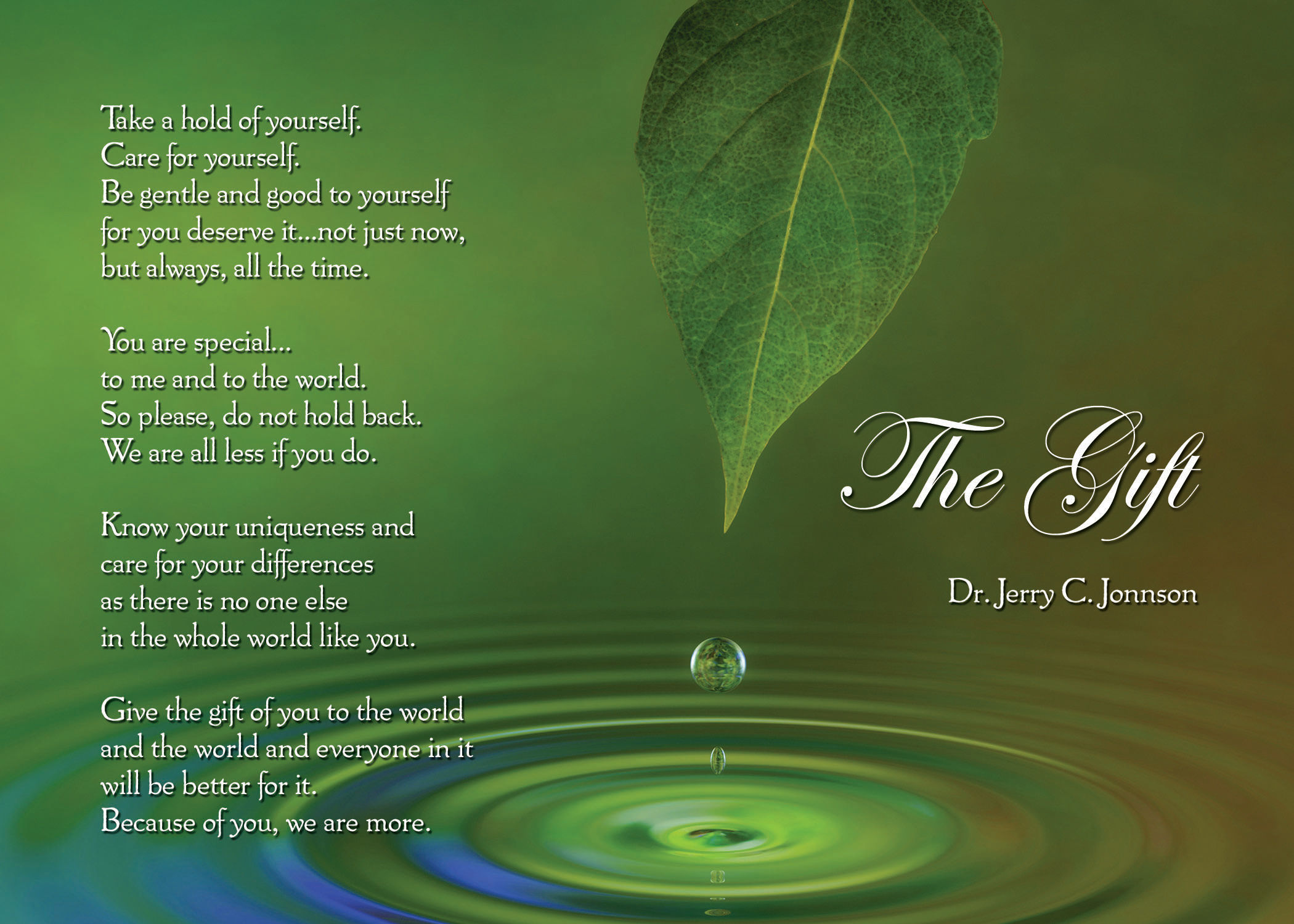 The Gift Poem - Green Leaf Version 5 x 7