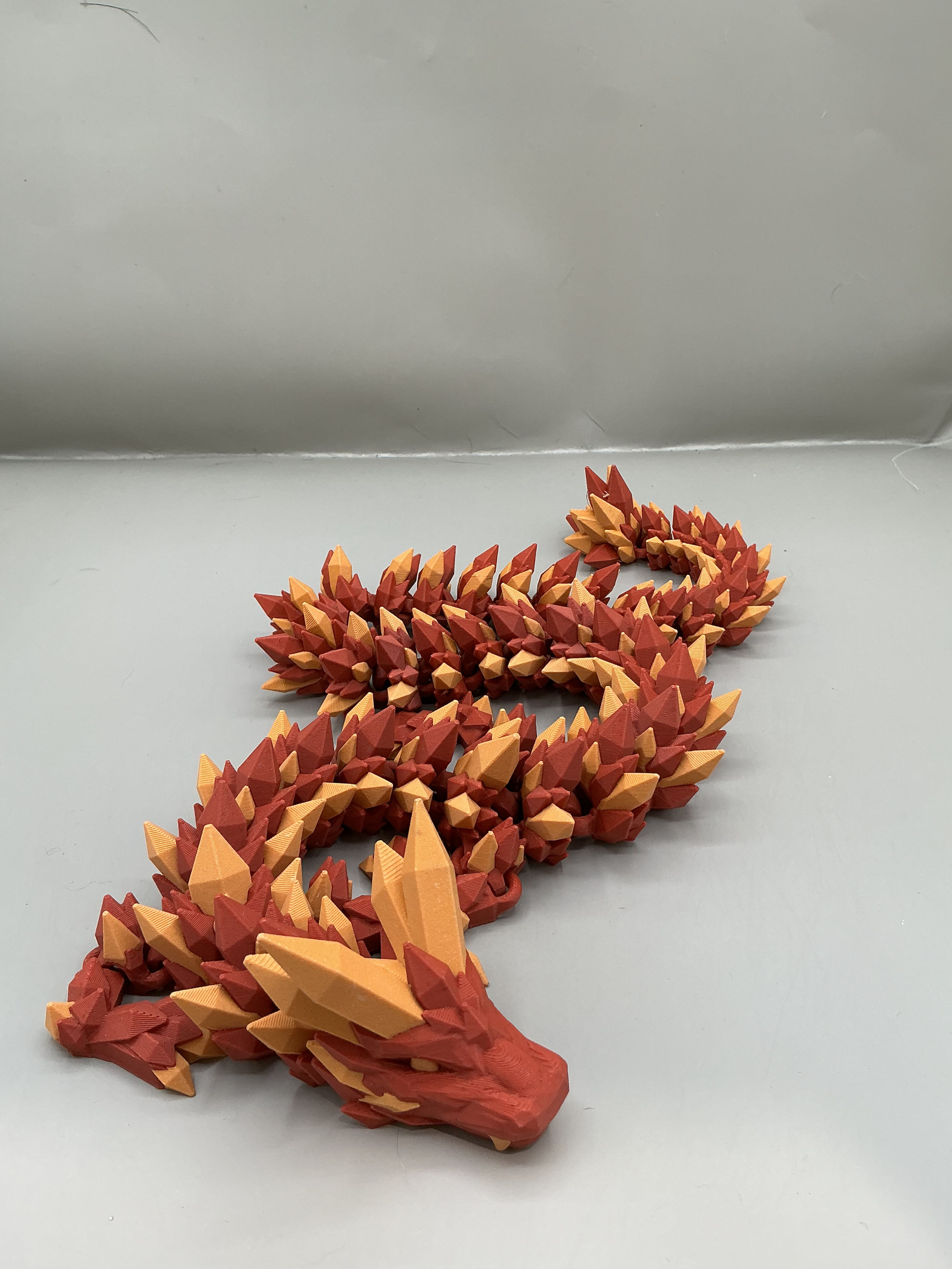 Autumn Ember articulated crystal dragon 3D printed dragon with warm orange and ember tones