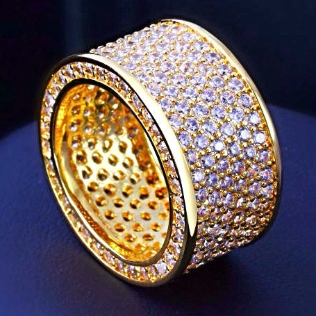 Thumbnail: 6 ROW CZ 360 DEGREES ICED OUT GOLD
