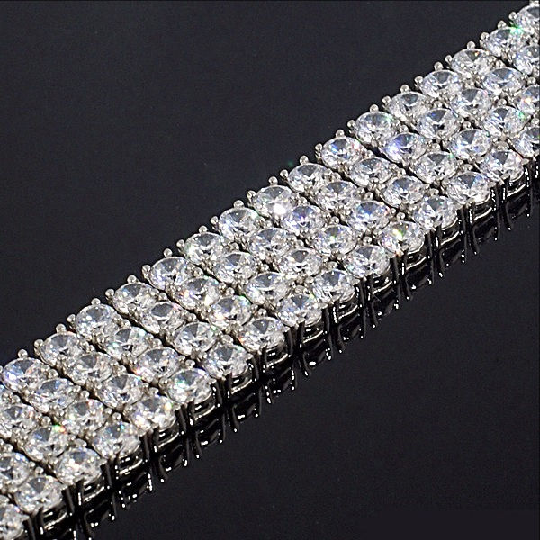 Thumbnail: 4 ROW SIMULATED DIAMOND BRACELET PLATINUM