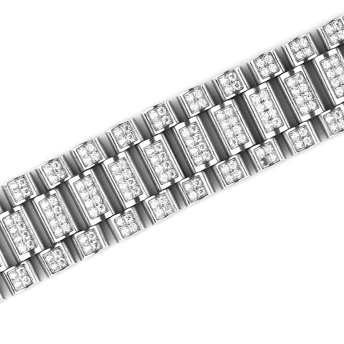 Thumbnail: HIGH POLISHED FULL CZ ICED OUT 20MM PRESIDENTIAL BRACELET