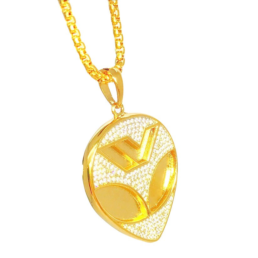 Thumbnail: ICE VERSA SIGNATURE ICED OUT SPACE ALIEN PENDANT & NECKLACE SET GOLD