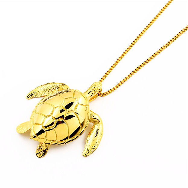 Thumbnail: SEA TURTLE PENDANT & NECKLACE SET HIGH POLISHED IP GOLD