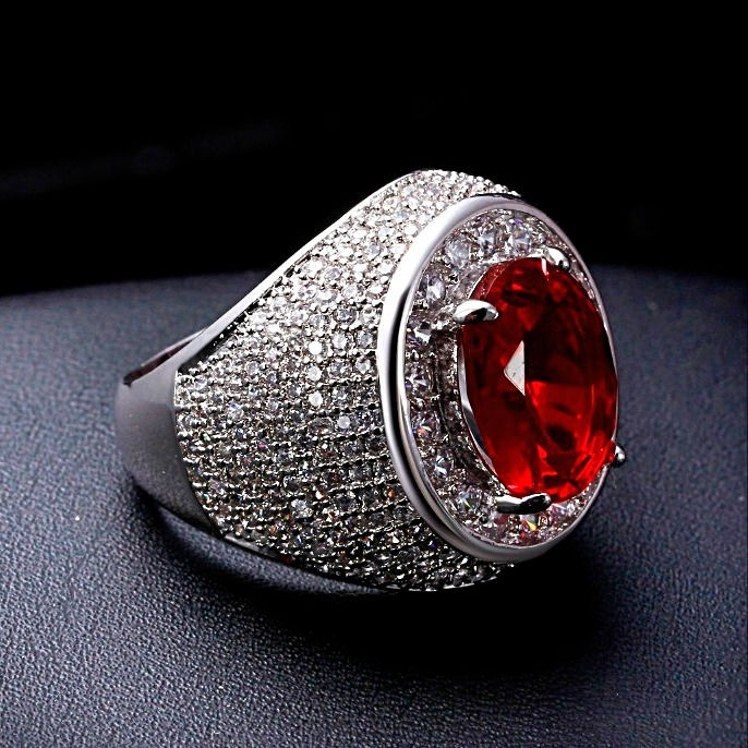 Thumbnail: LAB MADE RUBY SOLITAIRE ICED OUT RING