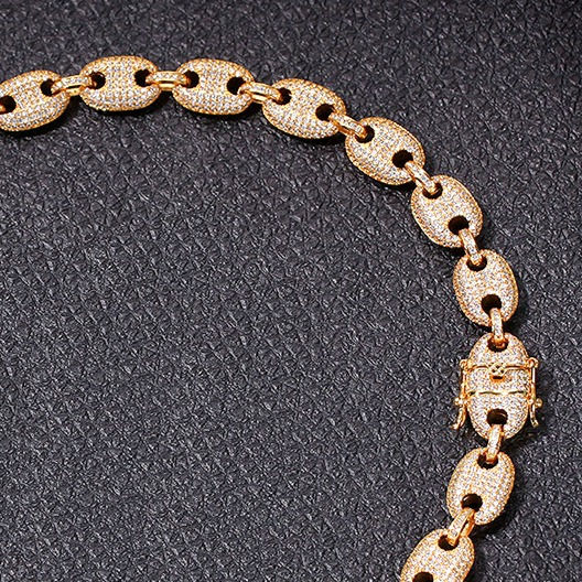 Thumbnail: 10MM MICRO PAVED CZ PUFFED MARINER LINK CHAIN