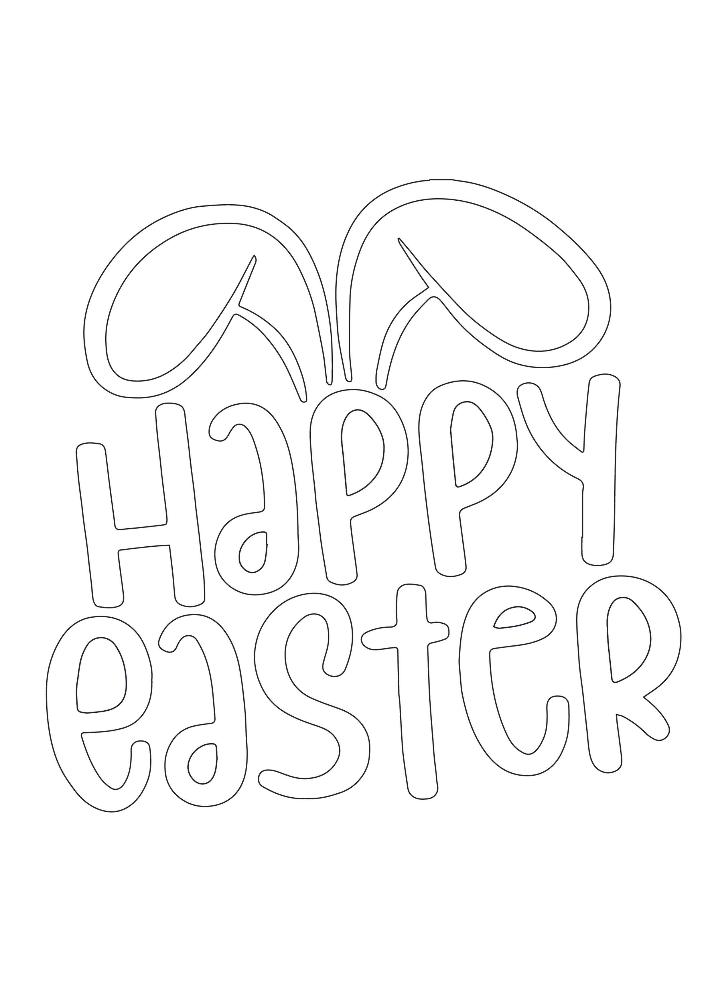 Happy Easter Colouring Page with Bunny Ears