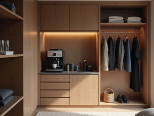 Innovative Home Design: Modernizing Closets with Espresso Bars and Functional Dog Showers