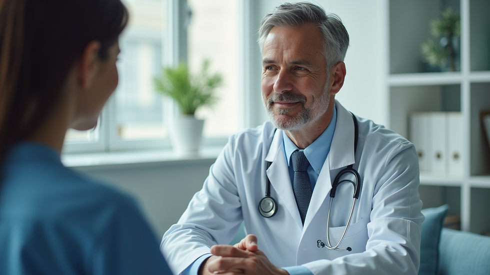 Close-up view of medical consultation with doctor and patient
