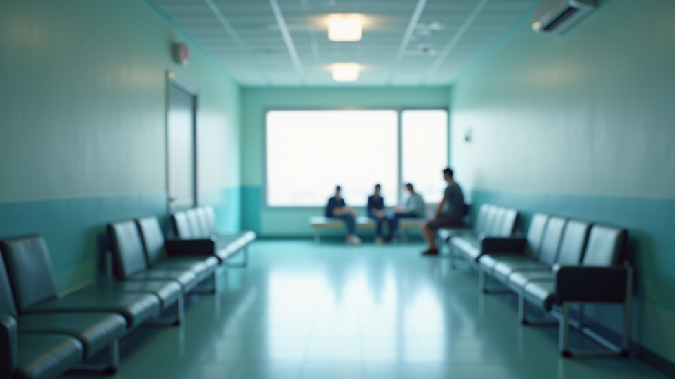 High angle view of a calm hospital waiting area in Korea