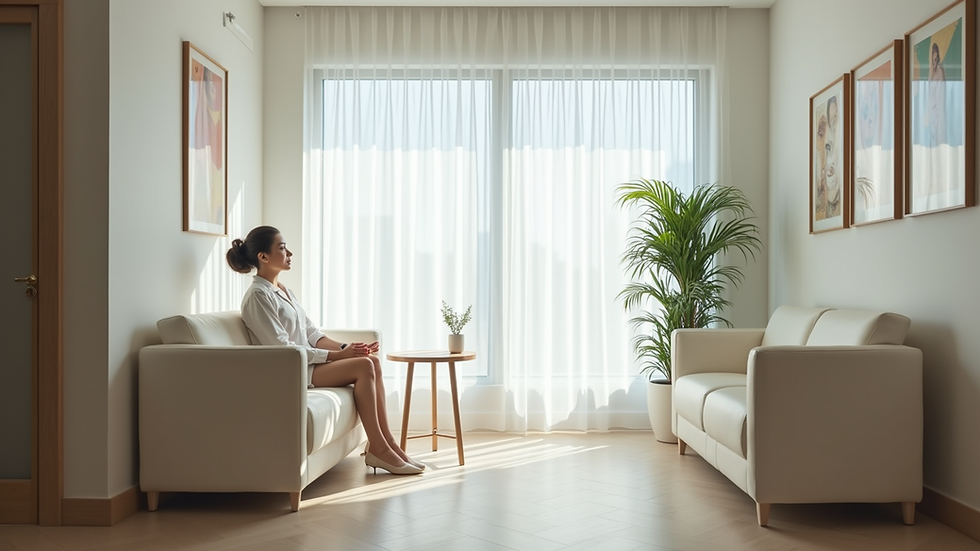 Close-up view of a consultation room in a Korean plastic surgery clinic