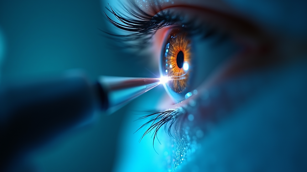 Close-up view of a laser eye surgery procedure in progress