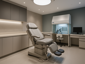 Smiling couple holding hands at a Korean fertility clinic, symbolizing hope, support, and advanced medical care in South Korea for international patients seeking fertility treatment