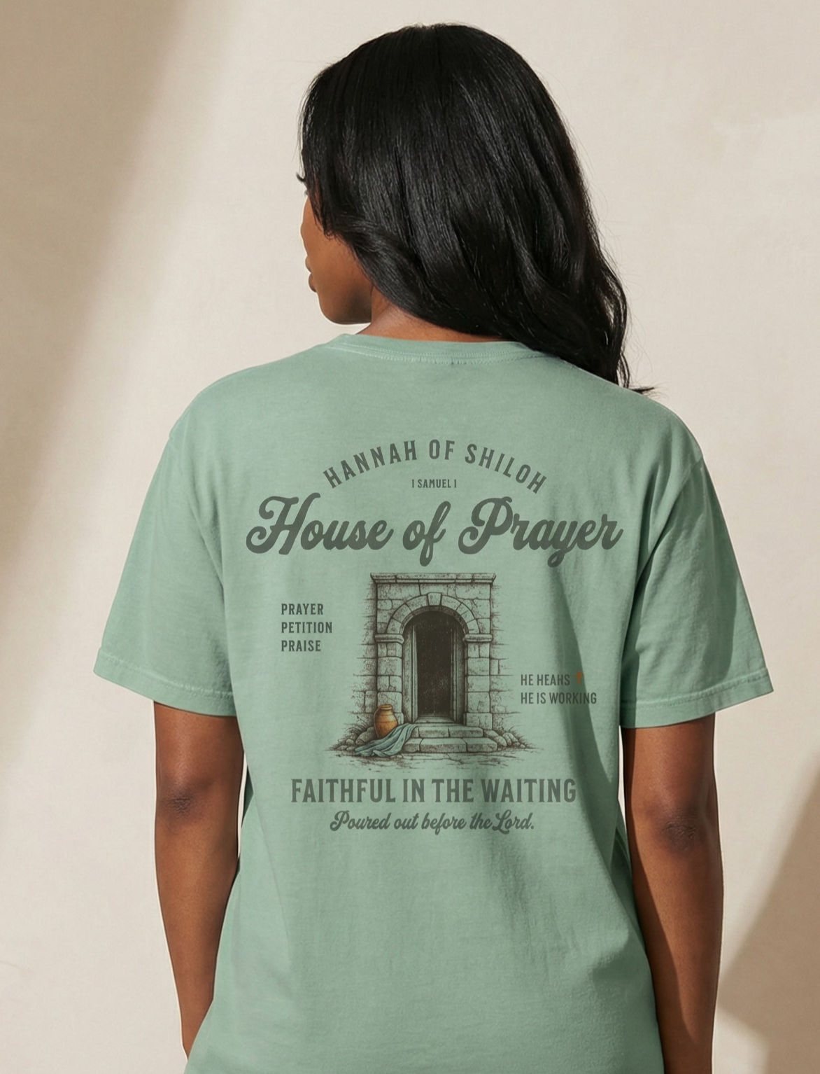 House of Prayer Hannah of Shiloh Christian t-shirt in sage green