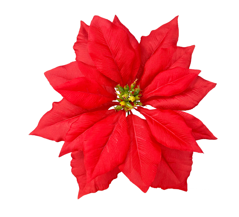 Red Pongee Poinsettia Pick