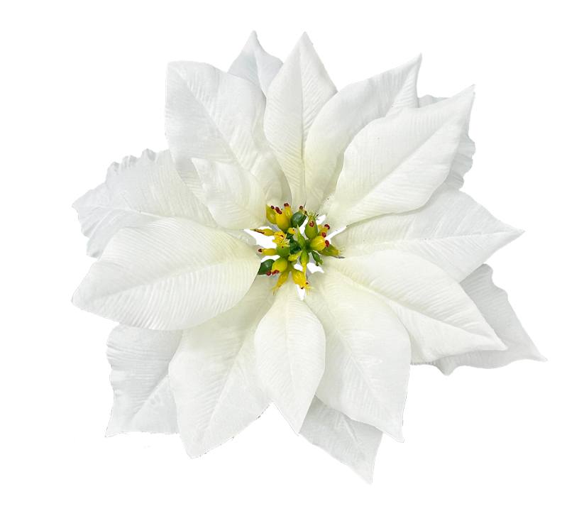 White Pongee Poinsettia Pick