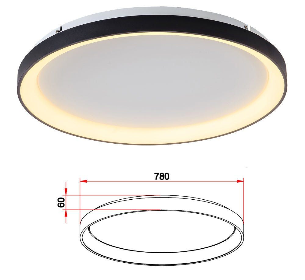 CCT 78CM 80W צמוד תקרה ורונה לד קוטר שחור