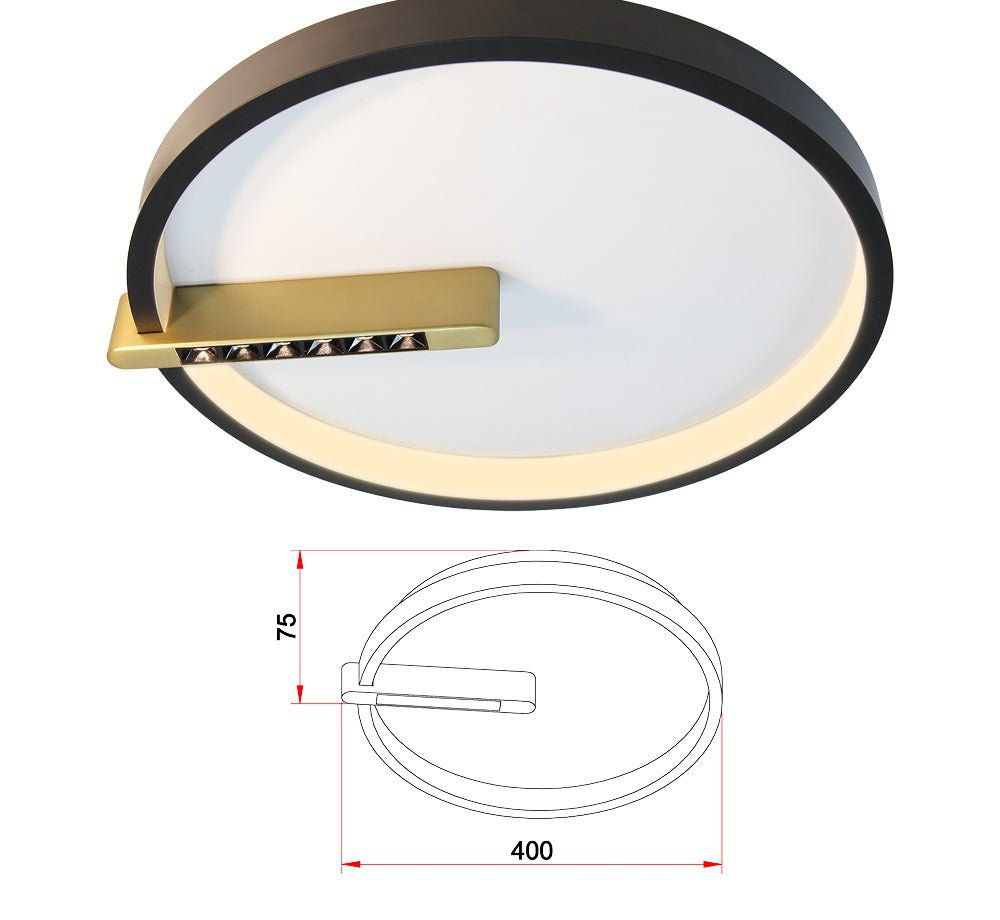 40CM 6W+ 40W צמוד תקרה אורבינו שחור לד לד קוטר