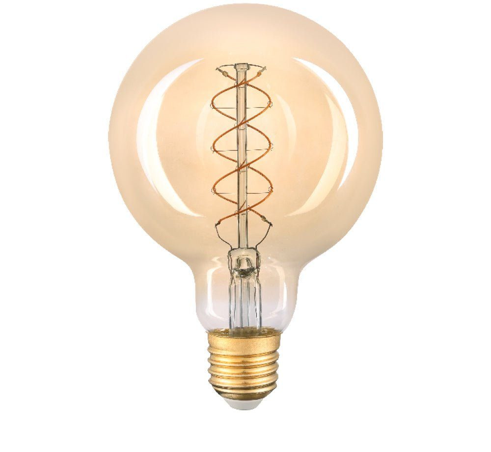 נורת LED דקורטיבית אמבר G95 E27, 6W, 2200K, סליל בצורת "SS"