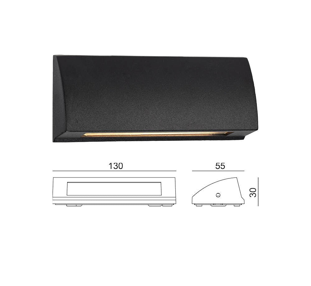 IP54 3.5W S צמוד קיר טאנג אור חם שחור לד
